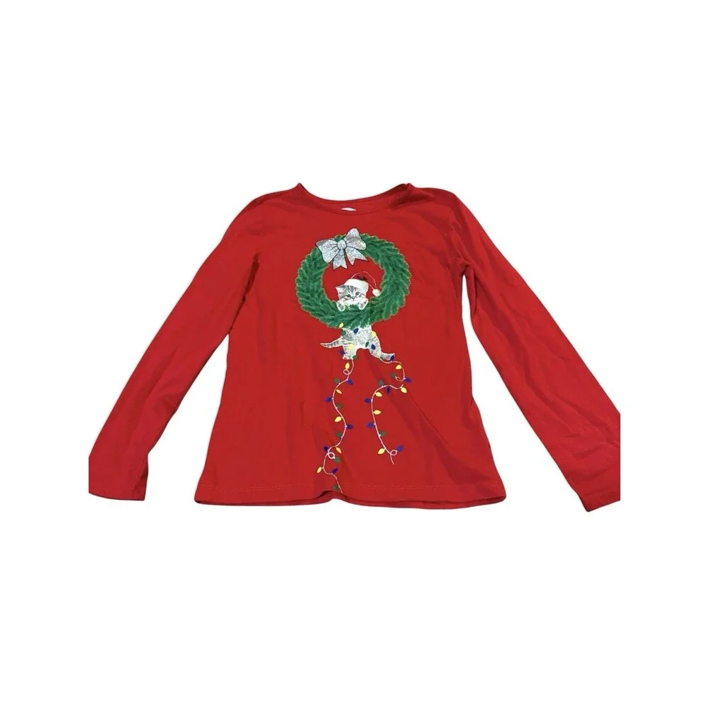 SO And Holiday Time Girls Shirt Lot L 10/12 Christmas Graphic Long Sleeve - Picture 2 of 8